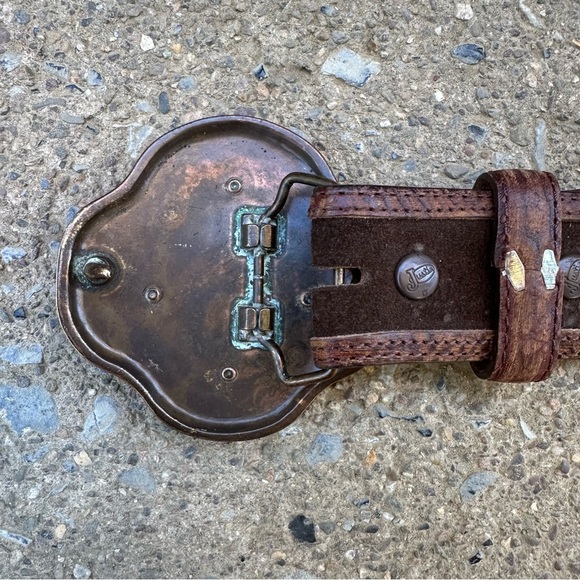 Justin Western Brown Leather Rhinestone Cross Studded Belt Brass Buckle 32 main image 4